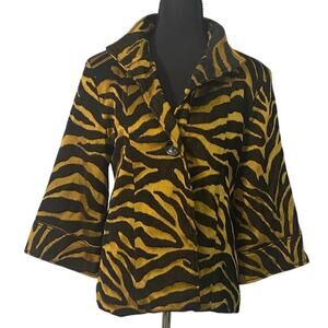 Vintage Tiger Print Cropped Jacket Gold Black Mob Wife Statement Coat S Retro